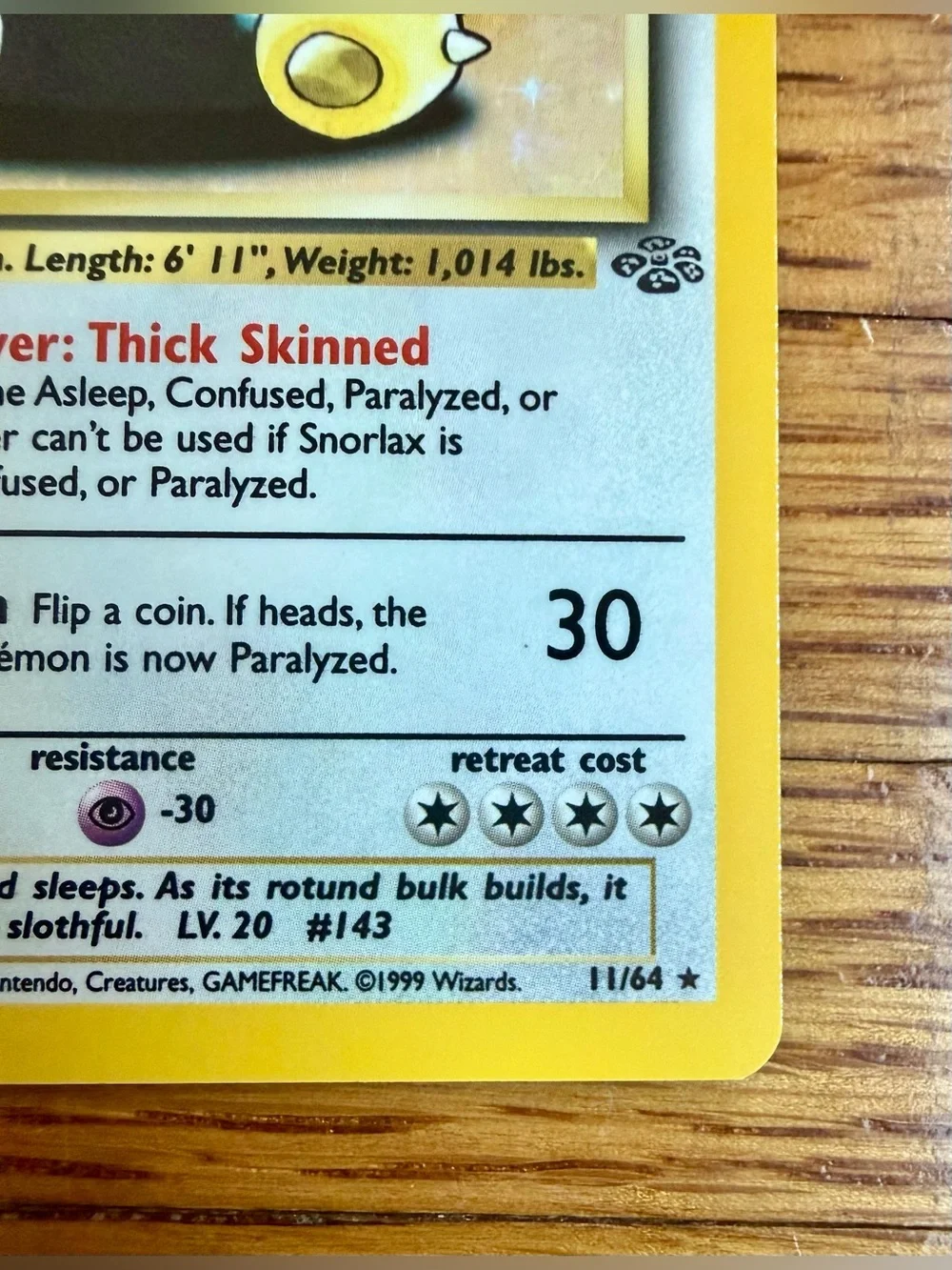 Pokemon Snorlax Holo — Rare Jungle 11/64 Unlimited Holo
